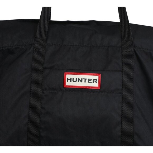 Hunter Original Black Nylon Large Tote Bag Logo Zip Top Waterproof Shoulder - Picture 3 of 10